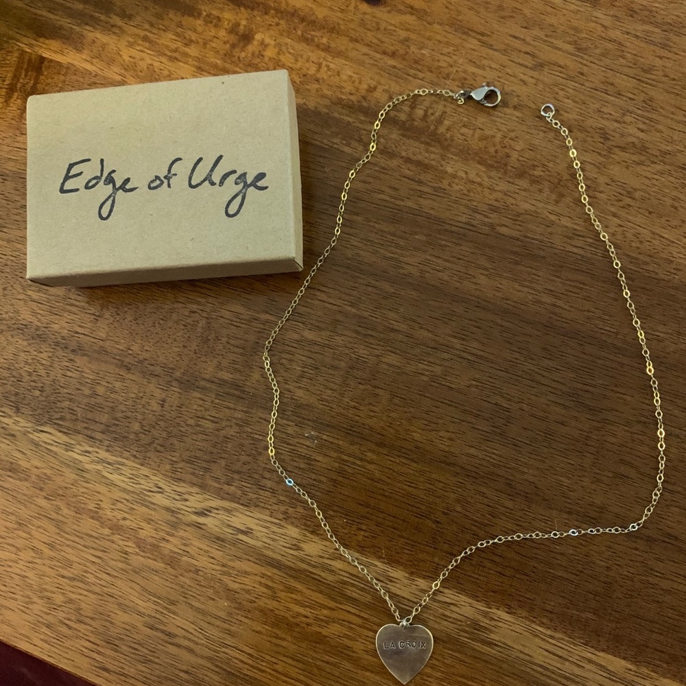 la croix stamped heart necklace